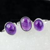 SVP967-Amethyst Cab Gemstone Trendy 3 Pcs Rings With 925 Sterling Silver